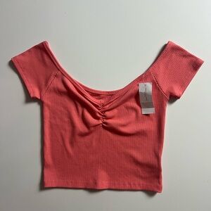 NWT American Eagle Cinch Cropped Top, Pink, Size M